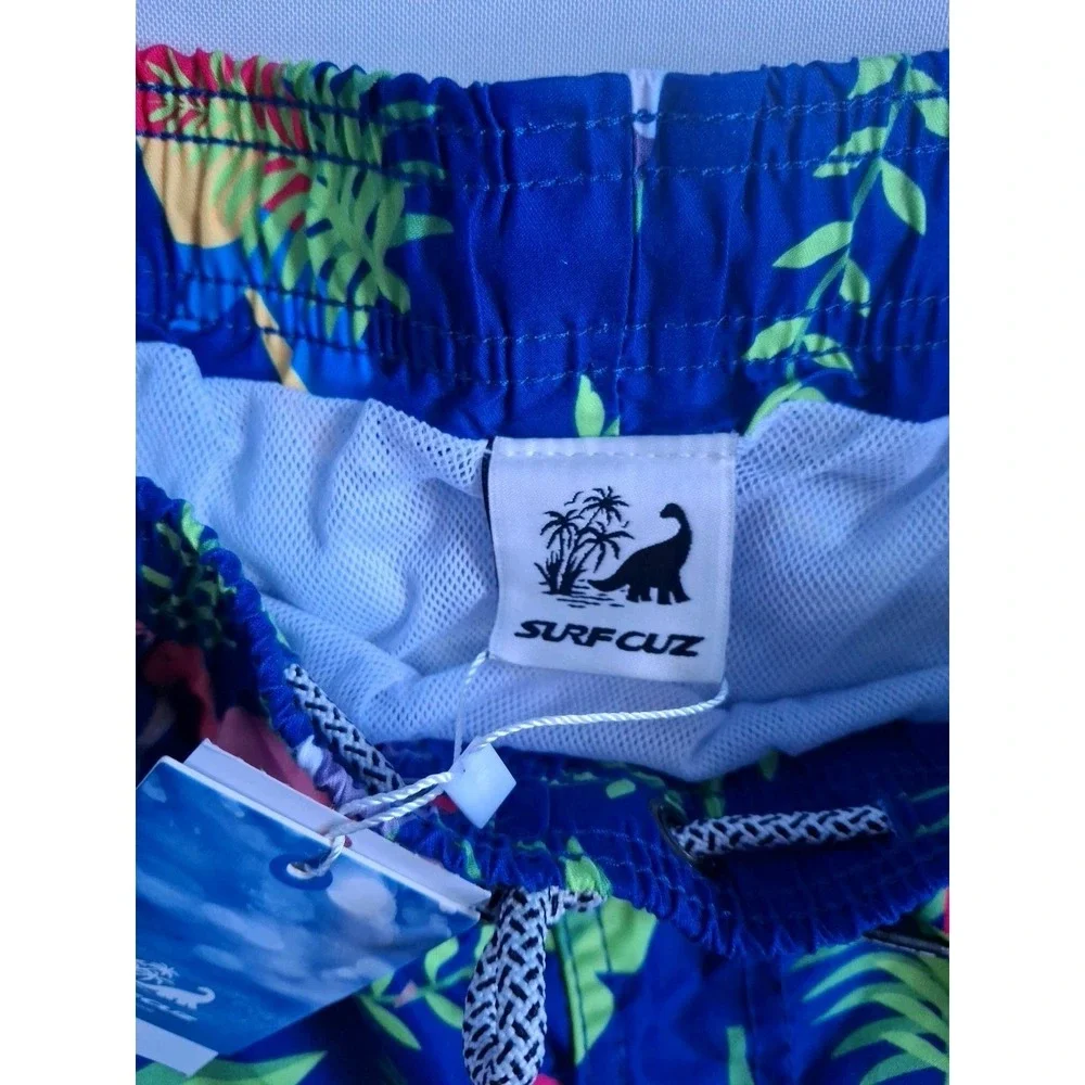 SURF CUZ Swim Shorts Trunks Quik Dry‎ Mens Flamingo Print Blue Size XL